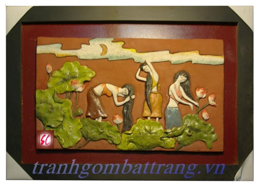 Tranh Gốm Bát Trang Thiếu Nữ